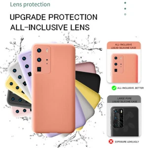 For Huawei P40 P30 Pro Mate 30 20 Square Edge Liquid Silicone Soft Case Cover - Picture 1 of 21