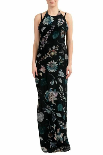 Maxi abito da donna senza maniche Versace Versus 100% seta multicolore US M IT 42