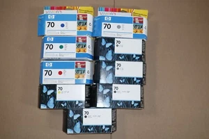 9 atramentów OEM HP DesignJet Z2100, Z3100 HP70 C9448A, 99450A, 9454A, 9456A, 9457A, 9458A - Zdjęcie 1 z 5