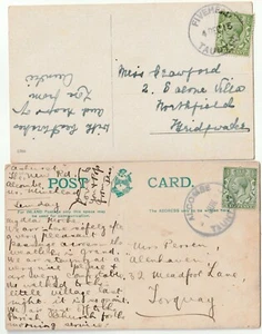 1914/15 ALCOMBE & FIVEHEAD TAUNTON SUB PO RUBBER CDS 2 PPCS >TORQUAY BRIDGEWATER - Picture 1 of 3