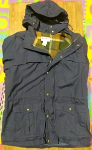 VTG Eddie Bauer Navy Wool Lined Mountain Parka Pockets Zip Coat Men's Sz T/Large - Picture 1 of 11