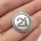 925 Sterling Silver Vintage "21" Lucky Number Charm Pendant
