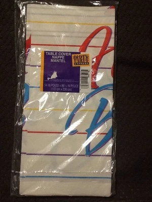 Suministros de fiesta de feliz cumpleaños líneas coloridas cubierta de mesa de papel nuevo de colección Foto 1 de 2