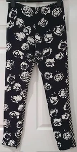 EMANUEL UNGARO PARIS Black & White Floral & Zig Zag Print Slim Leg Trousers UK10 - Picture 1 of 9