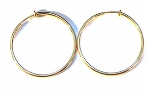 PENDIENTES CON CLIP AROS CHAPADOS EN ORO O PLATA PENDIENTES DE ARO DE 2 PULGADAS SIMPLE DELGADO - Imagen 1 de 6