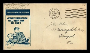 USA 1945 Camp Maxey WWII Patriotic Save manpower for Warpower Hitler Anti Nazi - Photo 1/2