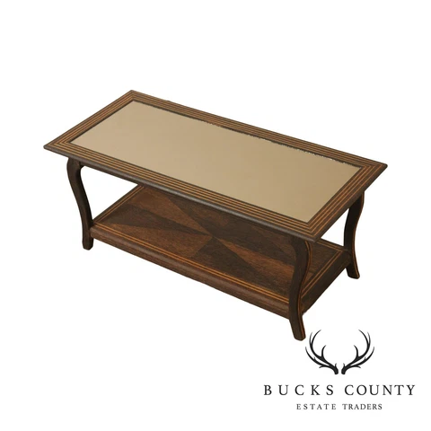 Mid Century Art Deco Style Mirror Top inlaid Coffee Table (B) Cover