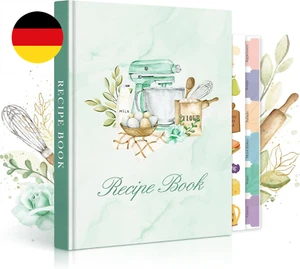 Rezeptbuch Kochbuch zum Selberschreiben, A5 Rezepte Buch zum Ausfüllen, Leder Ha - Bild 1 von 6
