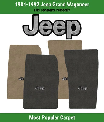 Alfombrillas delanteras Lloyd Ultimat para Jeep Grand Wagoneer 84-92 con Jeep plateado sobre negro Foto 1 de 4