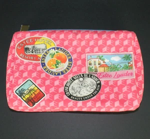 Estee Lauder Cosmetic Makeup Bag Pink 8.5" x 2"x5.5"  Travel Passport New York - Picture 1 of 9