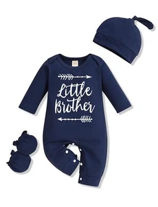 Newborn Baby Boy Romper Alphabet Print Outfits Overall Jumpsuit Long Sleeve C... - Picture 1 of 9