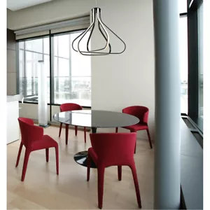 BLACK MODERN KITCHEN DINING ROOM LED CHANDELIER CEILING LIGHTING FIXTURES 26" - Picture 1 of 12
