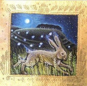 PAGAN WICCAN GREETING CARD Ancestral GODDESS BIRTHDAY HARE CELTIC HANNAH WILLOW - Picture 1 of 8