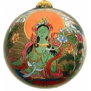 Tara Bodhisattva umgekehrt bemalt Glas Christbaumschmuck Buddhismus Neu - Bild 1 von 2