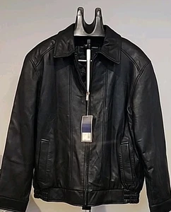 NUEVO CON ETIQUETAS Cambridge Clásica Para Hombre Cuero NEGRA Motociclista Bombardero L Chaqueta Precio Original $240 - Imagen 1 de 8