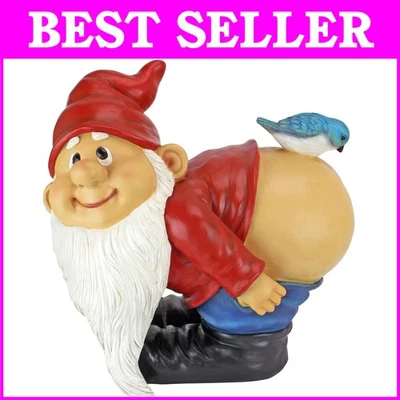 Playful 12" Mooning Gnome Sculpture - Durable Gift for Garden Lovers - Image 1 of 4