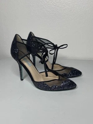 Betsey Johnson Stela Black Glitter Stiletto High Heels Size 10 - Image 1 of 4