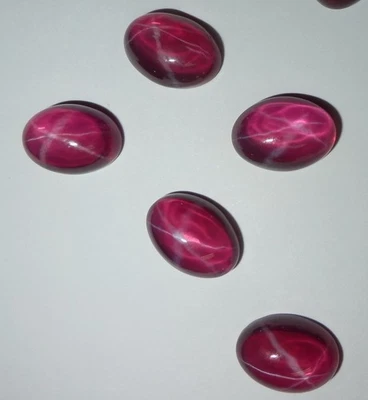 Transparent Star Ruby Oval 14x10 mm Cabochon 6 Rayed Lab-created 5 pieces Lot - Image 1 of 4