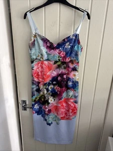 Ted Baker Floral Dress Size 3 Pale Blue Focus Bouquet Strappy Dress New With Tag - Picture 1 of 5