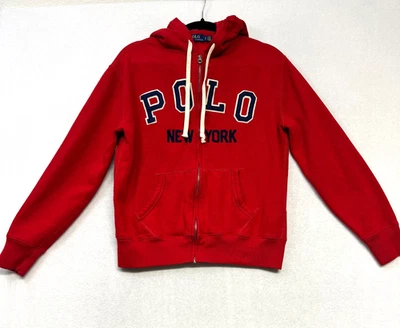 Polo Ralph Lauren Men’s Red Full Zip Hoodie Sweatshirt New York Logo Small - Image 1 of 4