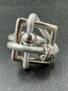 Handgefertigter Bauhaus-inspirierter Aluminium Puzzle Ring argentinischer Designer Löwe Perle neu - Bild 1 von 8