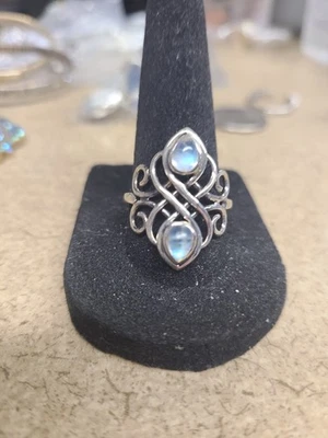 Anillo de piedra lunar de filigrana 925 talla 9,5 Foto 1 de 2
