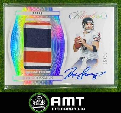 2024 Panini Flawless Rex Grossman Patch Auto Silver 5/20 Chicago Bears - Image 1 of 3