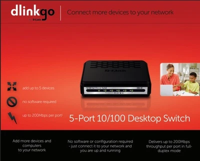 DLinkGo by D-Link DSS-5E 5-Port 10/100 Desktop Ethernet Network Switch Brand NEW - Image 1 of 3
