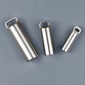 Hight Stainless Steel Waterproof Charm Pendant Pill Storage Container EDC Tool - Picture 1 of 10
