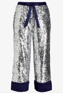 Ladies Size S PETER ALEXANDER NAVY SILVER SPARKLE SEQUIN Pj Sleep Pants $99.95 - Foto 1 di 6