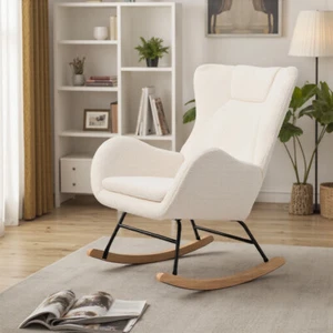 Modern Rocking Chair Single Sofa Garden Sun Lounger Recliner Armchair Relax Seat - Picture 1 of 14