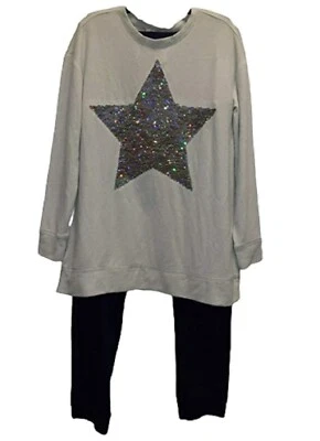 Conjunto de suéter y pantalones Jessica Simpson de dos piezas con corazón de lentejuelas gris glaciar para niña Foto 1 de 4