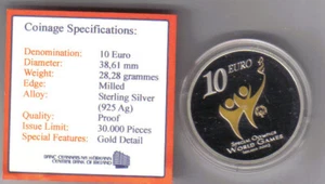 IRLANDA IRELAND 2003 10 € proof silver special olimpics 2003  box e certificate - Picture 1 of 1