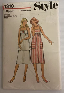 Style 1910 Vintage 70s Sewing Pattern High Waisted Dress Size: 12 - Picture 1 of 7