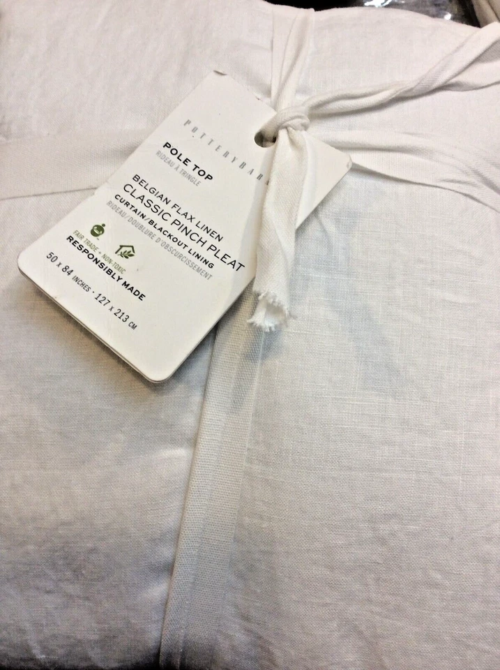 Pottery Barn One Classic Belgian Linen Pinch Pleat Blackout Drape 50x84 White - Image 1 of 1