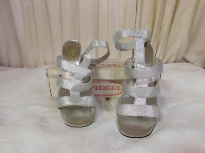 Vintage Glittery Silver SPIEGEL 1960's High Heels Size 6B New with Box - Image 1 of 4
