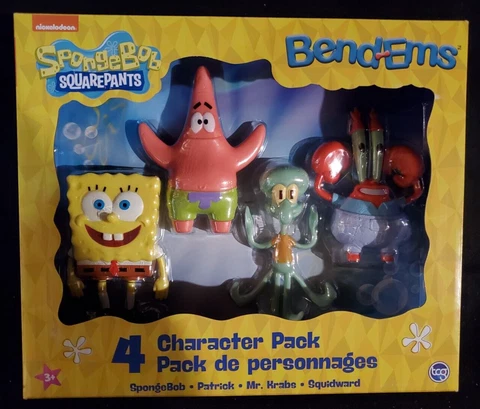 SPONGEBOB SQUAREPANTS 4 Character Pack - 5" Bendable Posable NEW Bend-Ems Figure Cover