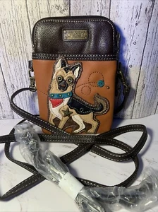 Chala German Shepherd Dog Brown Cell Phone Crossbody Purse Bag - Picture 1 of 6
