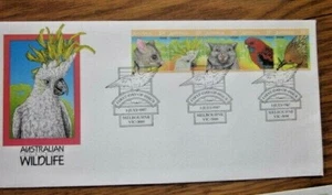 AUSTRALIA WILDLIFE POSSUM COCKATOO WOMBAT ROSELLA ECHIDNA 5 STAMP SET 1987 FDC   - Picture 1 of 1