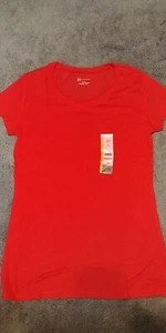 Women's Short Sleeve semi fitted Red Scoop Neck T-shirt SZ M 7-9 NWT!!! - Picture 1 of 5