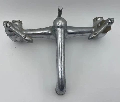 Farmhouse Style Kitchen Sink Faucet Hot Cold Handles Back Mount Antique Vtg Cover