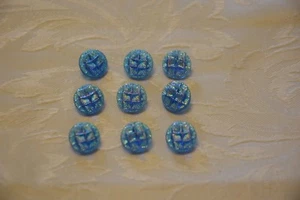 6 bottoni vintage gioiello azzurro cangiante (65) Knoepfe Boutons Buttons ^ - Foto 1 di 1