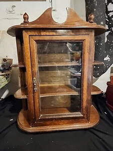 Wood Glass Door Table Top Or Wall Curio Cabinet Lg. 23" x 18" x 8" Deep - Picture 1 of 15