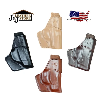 J&J SPRINGFIELD HELLCAT W/ VIRIDIAN E LASER OWB W/ CLIP FORMED LEATHER HOLSTER