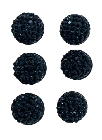 6 ANTIQUE ¾” BLACK FACETED BEAD BUTTONS, BAKELITE? MOURNING? Cover