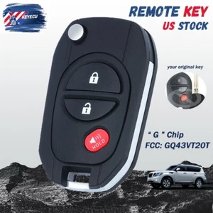 Upgraded Flip Remote Key Fob for Toyota Tacoma Tundra 2010-2017 GQ43VT20T G Chip - Picture 1 of 5