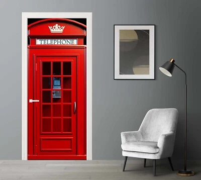 Telefone inglês caixa vermelha porta mural capa cabine telefônica descascar e colar arte decalque - Imagem 1 de 4