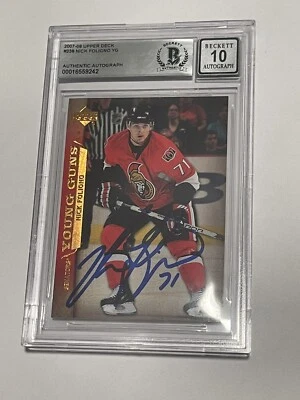 Nick Foligno Signed UD UPPER DECK Young Guns RC Card IP Slabbed Beckett BAS COA - Image 1 of 2