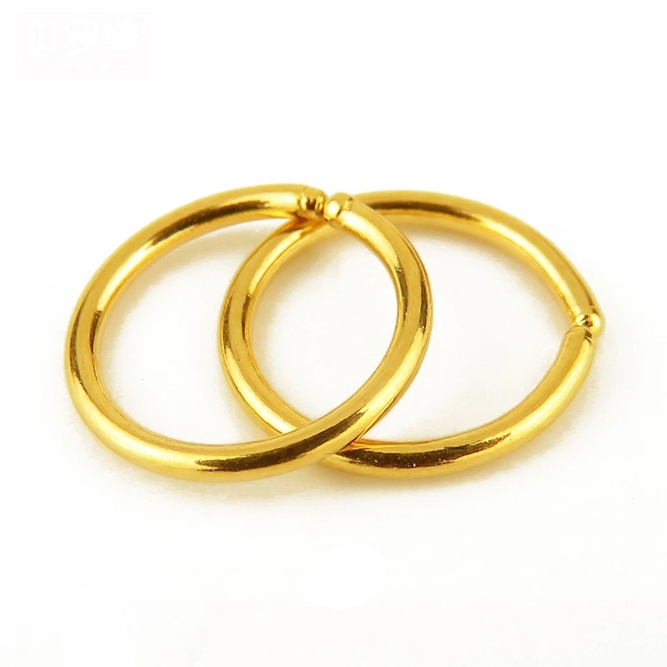 Pure 999 24k Yellow Gold Hoop Women Lucky Gift 10mm Smooth Earrings 0.44-0.48g - Image 1 of 4