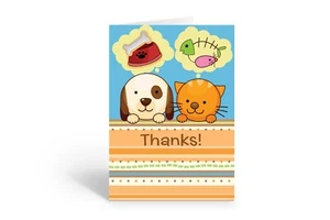 Dog and Cat Thank You Note Card - 10 Boxed Cards & Envelopes - B14202 - Picture 1 of 3